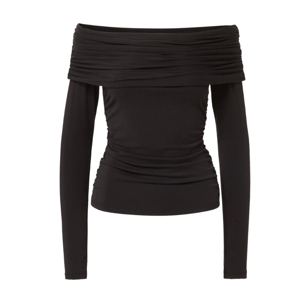 Veronica Beard Black Off-Shoulder Long Sleeve Top